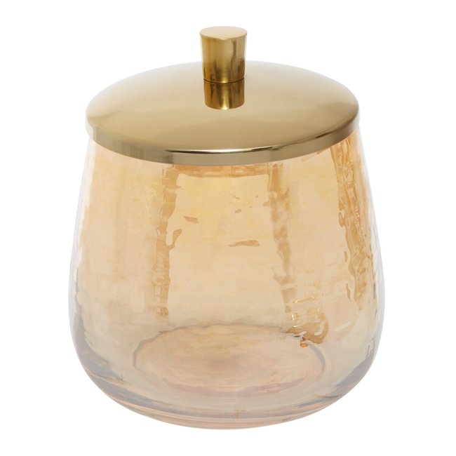 350ml Dimpled Glass Gold Effect Canister with Lid, gold-coloured, FIFTY FIVE SOUTH
