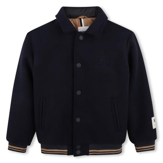 Blouson en lainage bleu cargo <span itemprop=