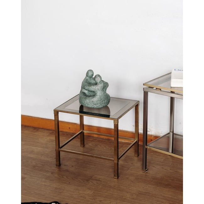 Table d'appoint en verre Hanna N°252 - Bon état Couleur doré <span itemprop=