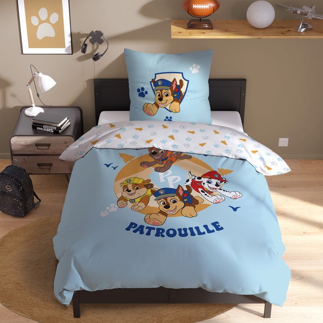 Parure de lit imprimée 100% coton, CAMP bleu <span itemprop=