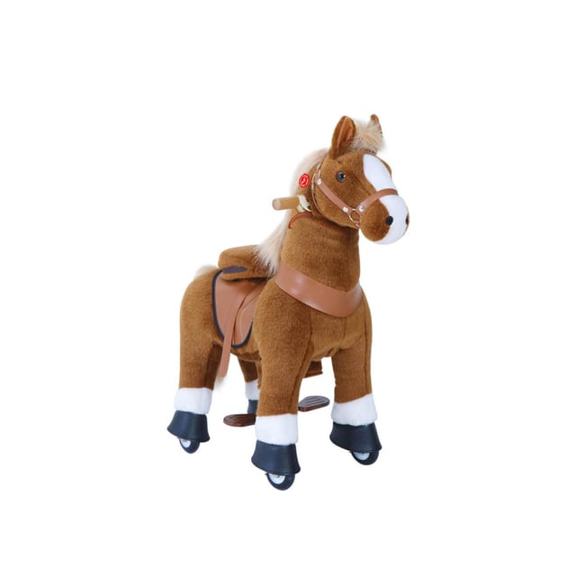 Ponycycle Cheval marron avec sabot blanc, frein et son à monter Age 4-8 ans - PONYCYCLE