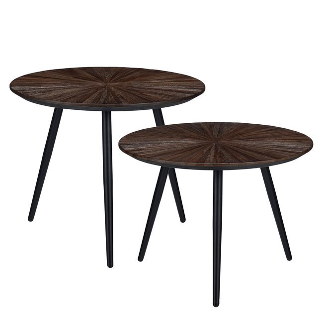 Lot de 2 tables d'appoint texturées DANE Couleur brun <span itemprop=