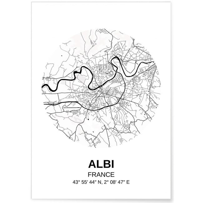Affiche Carte Albi Couleur blanc <span itemprop=
