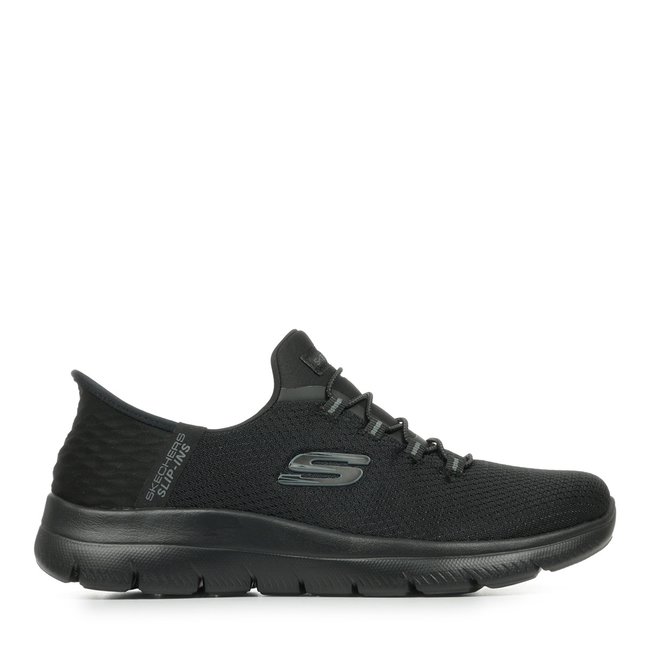 Baskets FEMME Skechers blanches et à slip-on black <span itemprop=