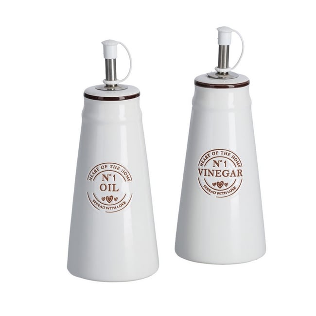 Huilier vinaigrier céramique  set de 2 blanc <span itemprop=