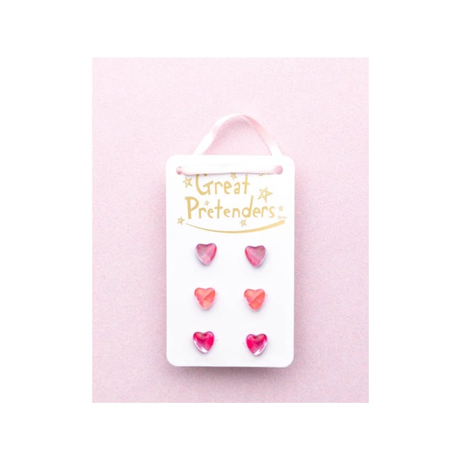 Boucles d'oreilles Boutique Holo Heart Studded, 3 paires - GREAT PRETENDERS