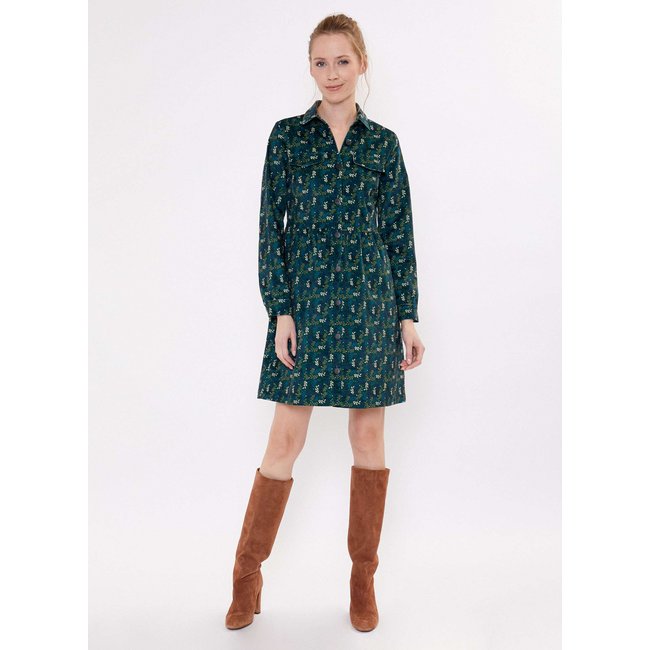 Robe chemisier velours stretch imprimée VERA - LA FIANCÉE