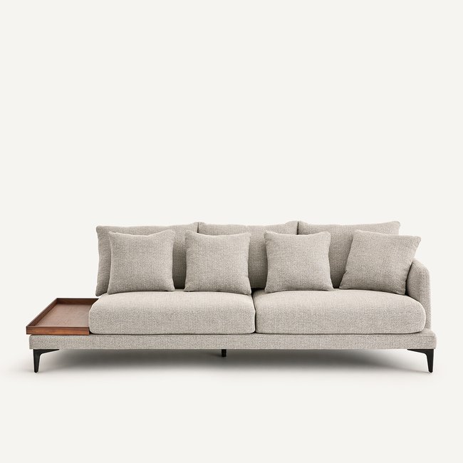 Demi-canapé avec plateau, en mélange texturé, MODERNISTE design Emmanuel Gallina Couleur gris moyen <span itemprop=