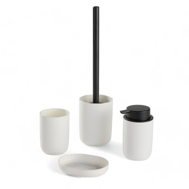 Set de 4 accessoires de salle de bain et WC BATHROOM Couleur blanc <span itemprop=