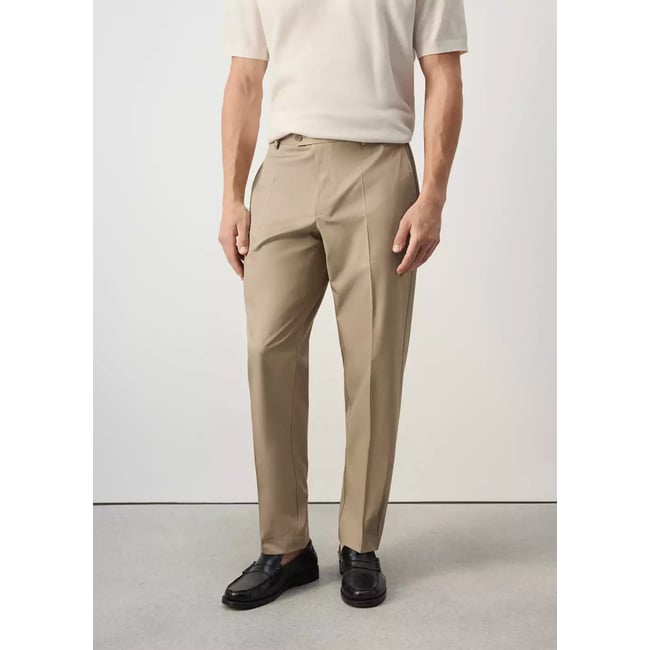Pantalon regular fit en mélange de lyocell et coton marron <span itemprop=