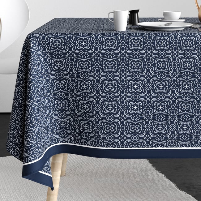Nappe rectangulaire anti tache Coton Lejos bleu <span itemprop=