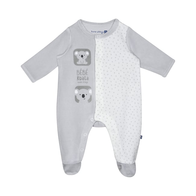 Dors bien stellio velours rase ouverture devant gris <span itemprop=