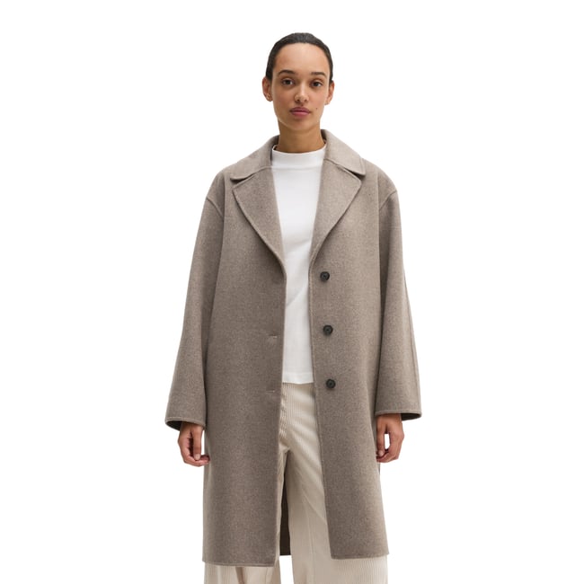 Manteau en laine relaxed en double face mélangée de haute qualité beige <span itemprop=