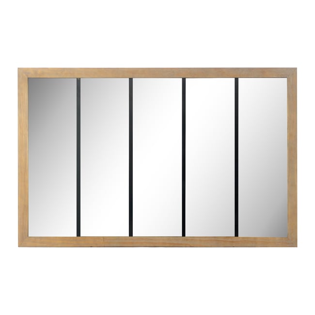 Miroir industriel en bois et métal 90x140cm Couleur marron <span itemprop=