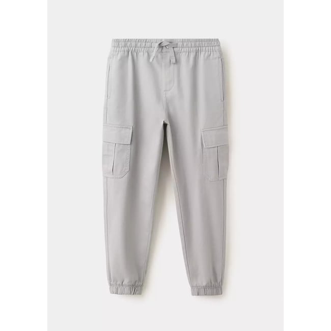 Pantalon cargo 100 % coton gris <span itemprop=