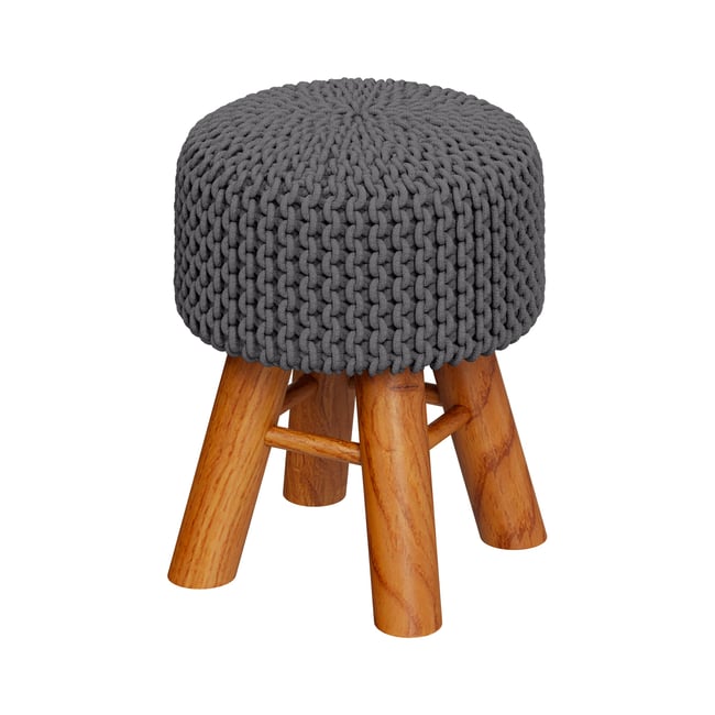 Petit tabouret tricot - LISA Couleur gris foncé <span itemprop=