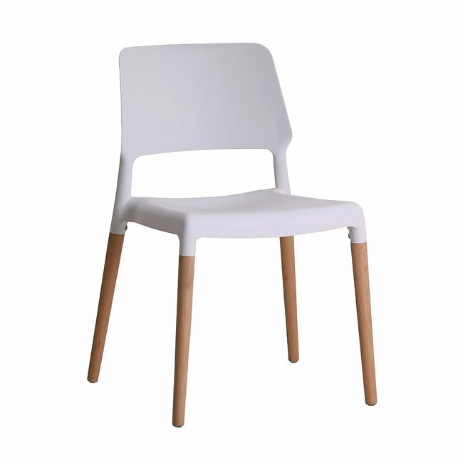 Set of 2 Scandi Style Chairs with Natural Wood Legs, white, SO'HOME