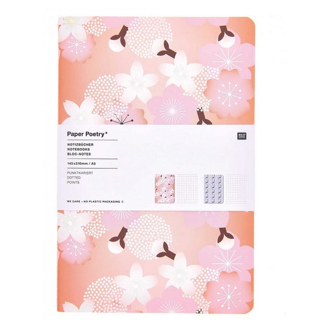 Lot de 2 bloc a notes Sakura DIN A5 - RICO DESIGN