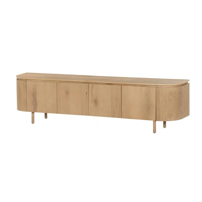 Meuble TV 4 portes en chêne, bords arrondis LOREN - PIER IMPORT