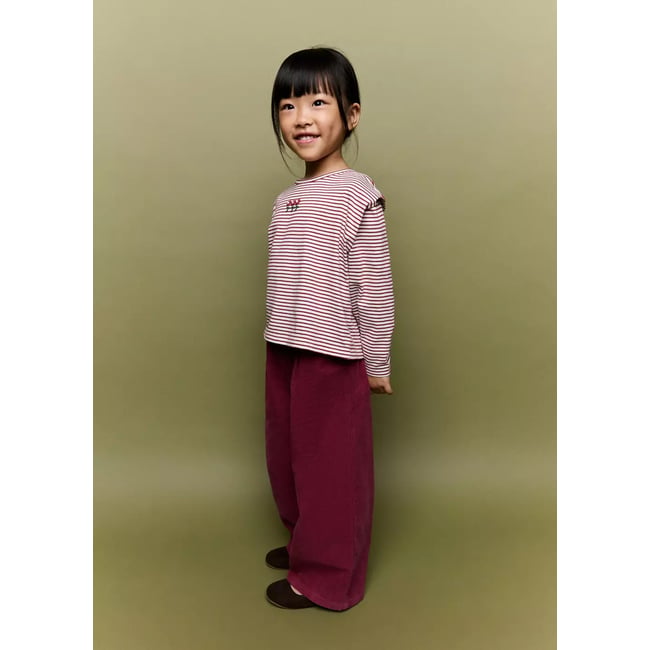 Pantalon velours côtelé à pinces rouge <span itemprop=
