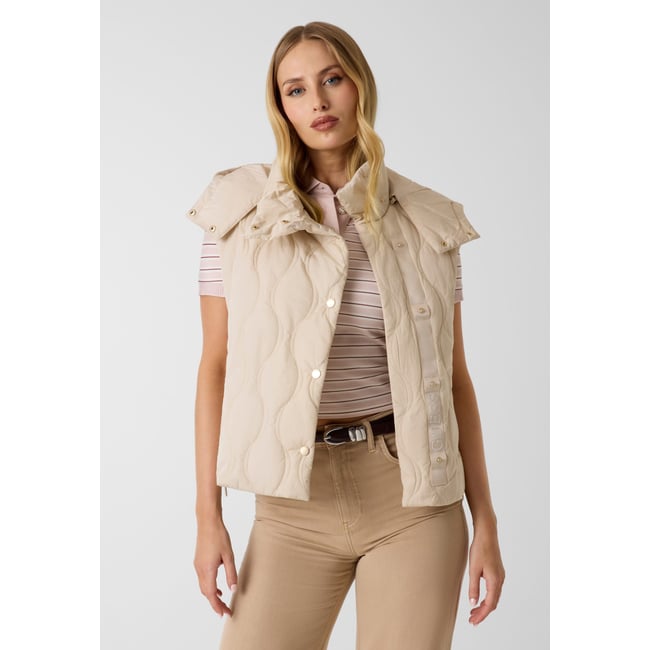 Veste Matelassée À Capuche crème <span itemprop=