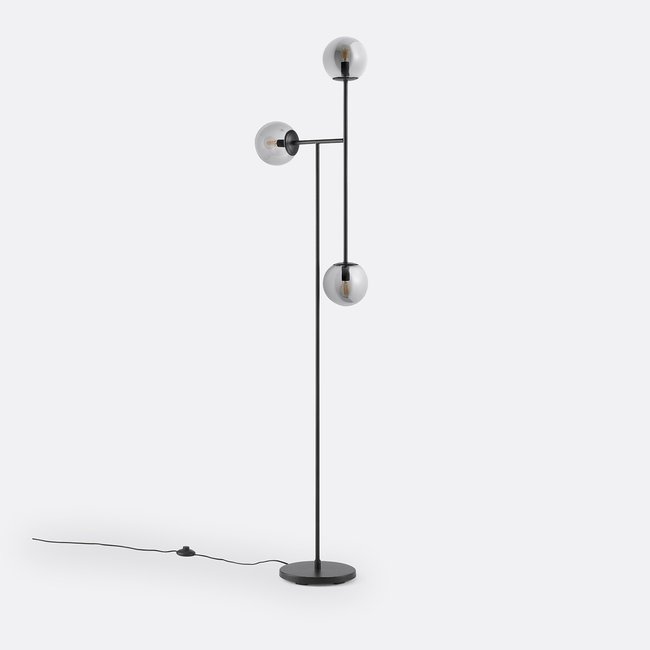 Vloerlamp in metaal en gerookt glas, Atea <span itemprop=