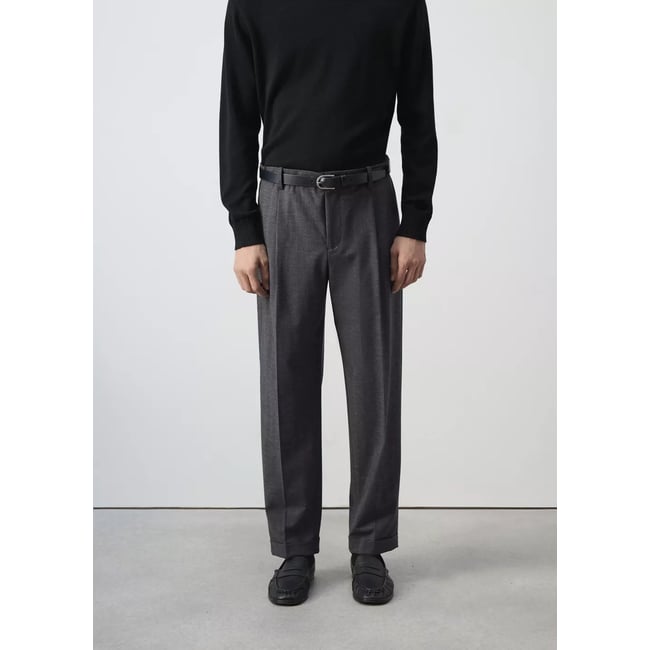 Pantalon regular fit à rayures tennis gris chiné foncé <span itemprop=