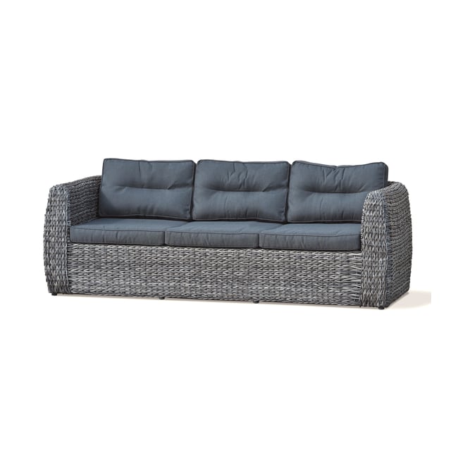 Banquette 3 places en résine tressée BAHAMAS gris anthracite <span itemprop=