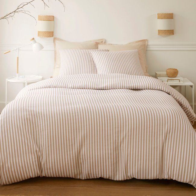 Parure housse de couette 100% gaze de coton imprimé soleïs multicolore <span itemprop=