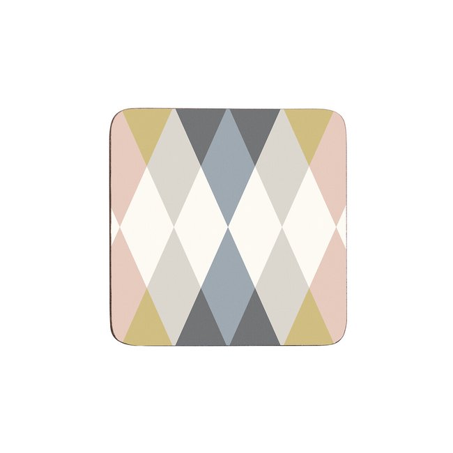Set of 4 Diamond Print Cork Coasters, multi-coloured, SO'HOME