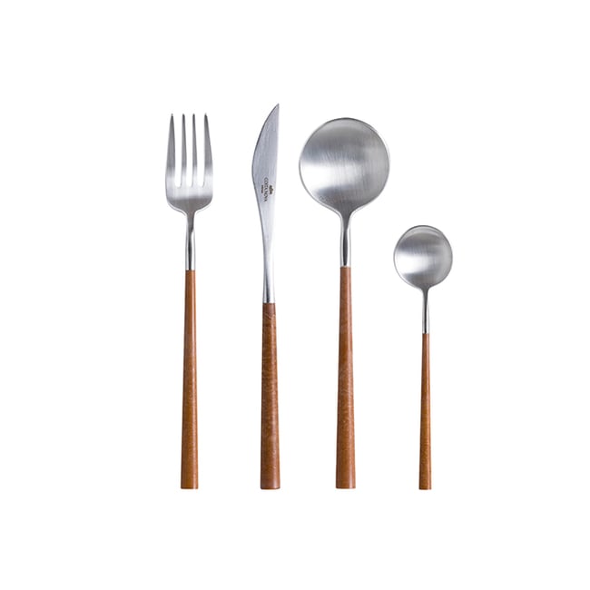 Ménagère 24 pièces, MITO Couleur wood and inox - brushed <span itemprop=
