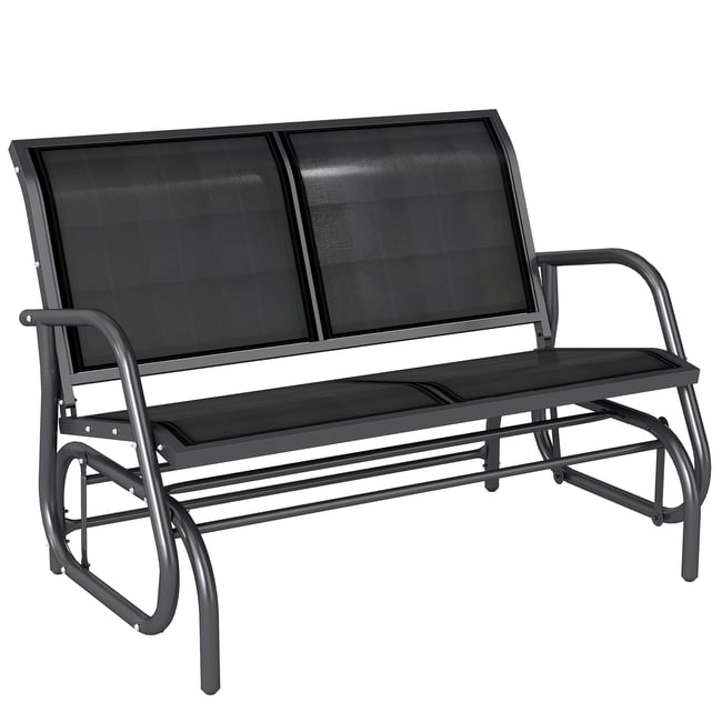 Fauteuil à bascule d'extérieur Métal Noir noir <span itemprop=