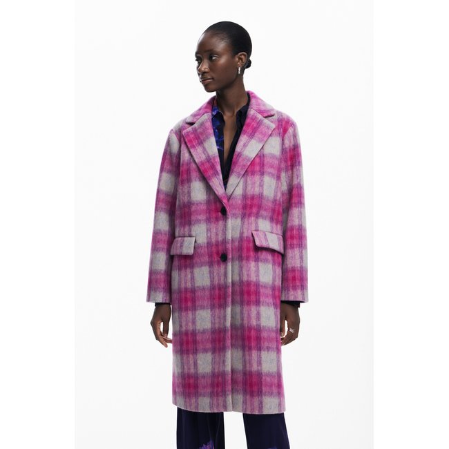 Manteau à carreaux rose rose <span itemprop=