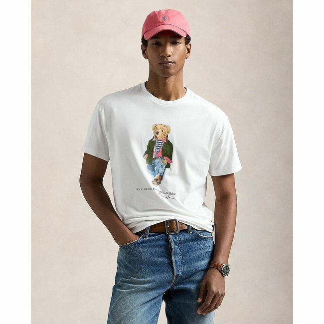 Classic Polo T-Shirt with Bear in Jersey, white, POLO RALPH LAUREN