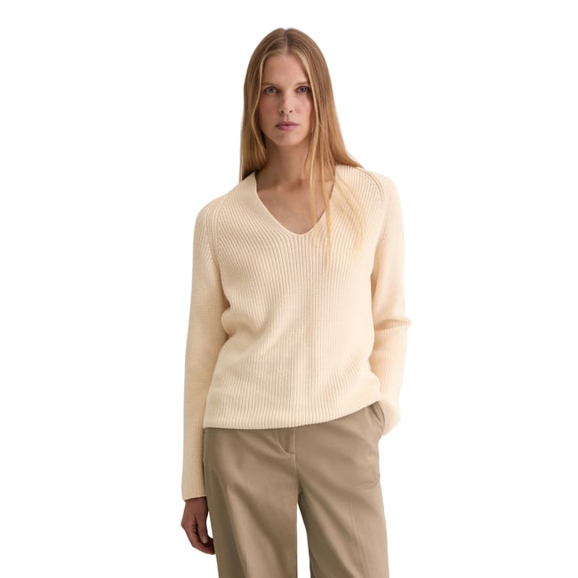 Pullover DfC regular en pur coton organique blanc naturel <span itemprop=