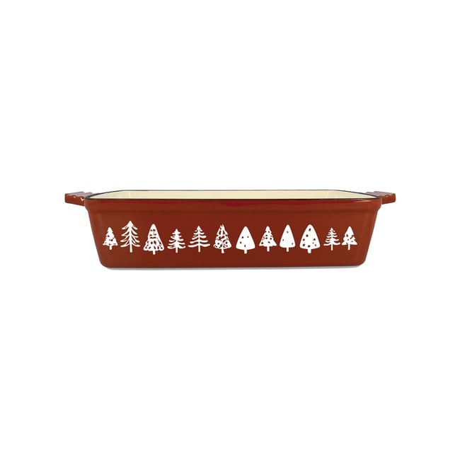 Plat à four 39,5x23,5cm en fonte, MONTAGNE beige-terracotta <span itemprop=