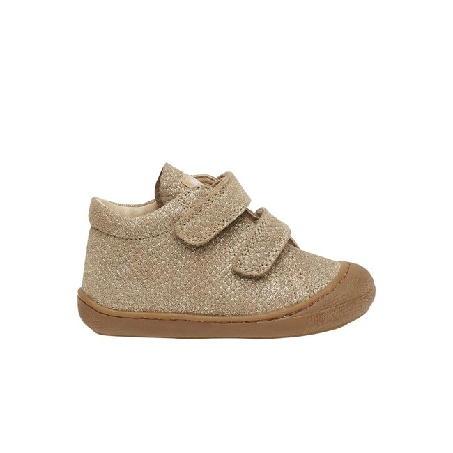 Chaussons premiers pas en suède lamé COCOON VL platine <span itemprop=