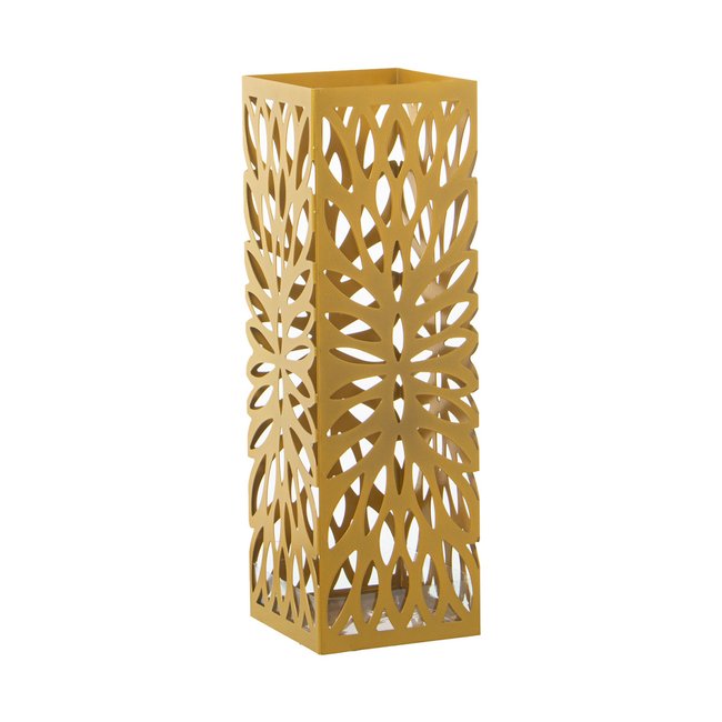 Porte parapluie carré en métal ajouré doré - 49x15.5x15.5cm Couleur doré <span itemprop=