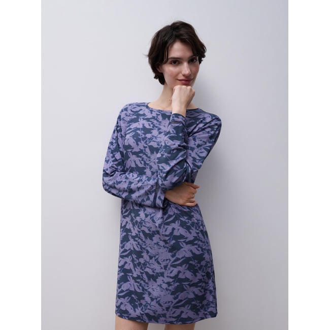 Chemise de nuit manches longues JOE brouillard de fleurs <span itemprop=