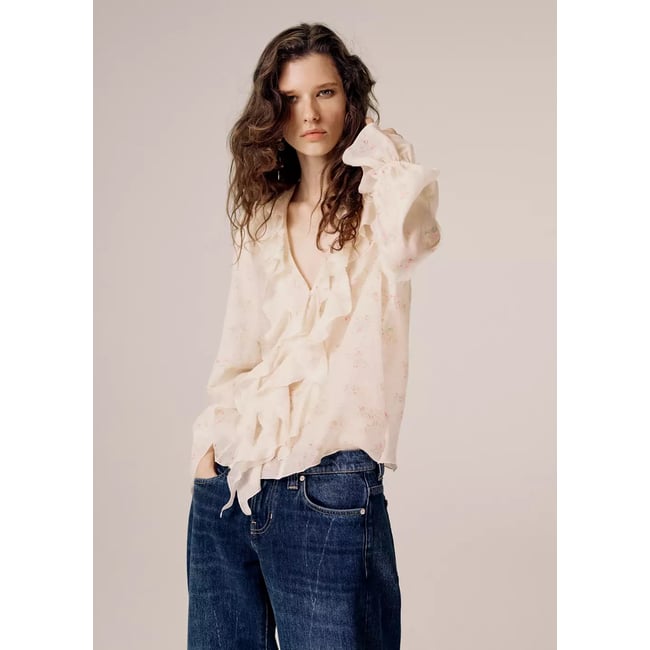 Jean balloon taille basse bleu foncé <span itemprop=