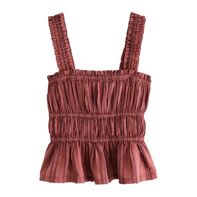 Top transparent rayures marron rouille <span itemprop=