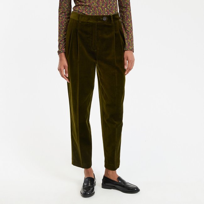 Pantalon cigarette à pinces, en velours lisse - LA REDOUTE COLLECTIONS