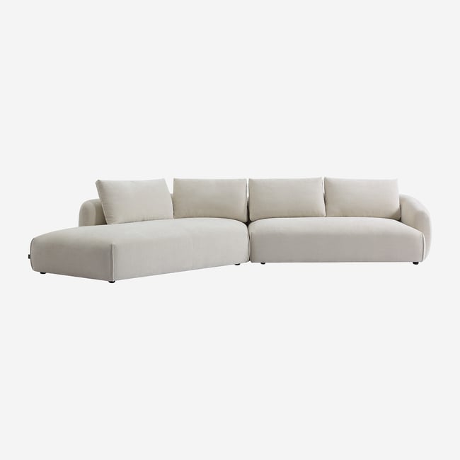 Canapé d'angle tissu NIZIDA Couleur beige <span itemprop=