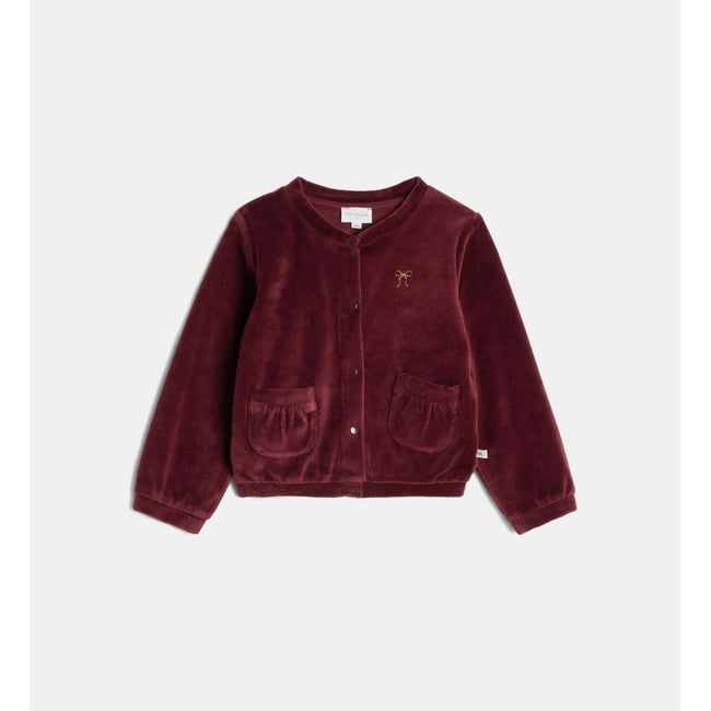 Gilet valou en velours de coton bio violet <span itemprop=