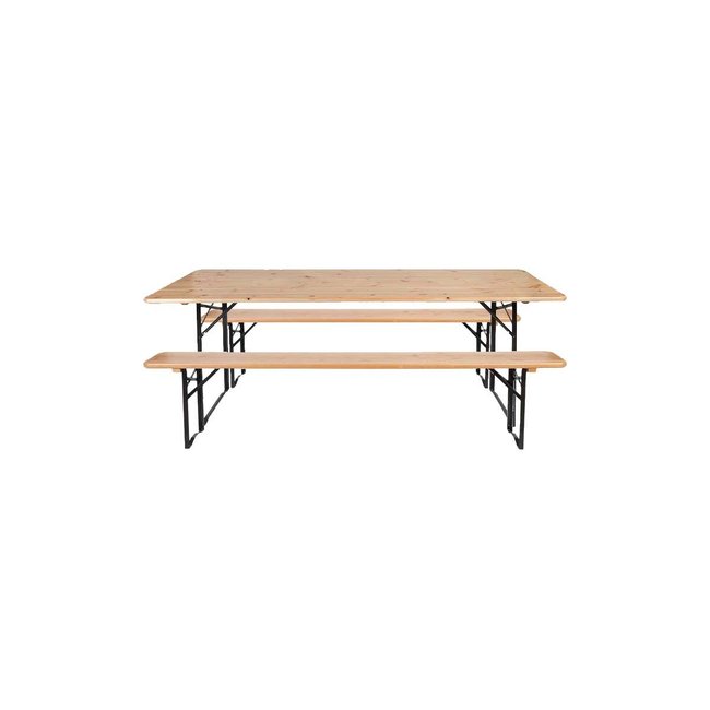 Ensemble table et banc de jardin Brasseur Unitaire beige <span itemprop=