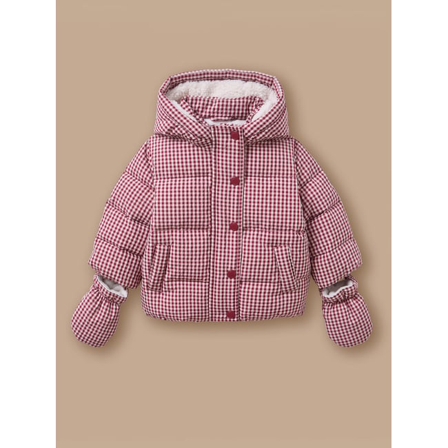 Doudoune motif vichy vichy cerise <span itemprop=