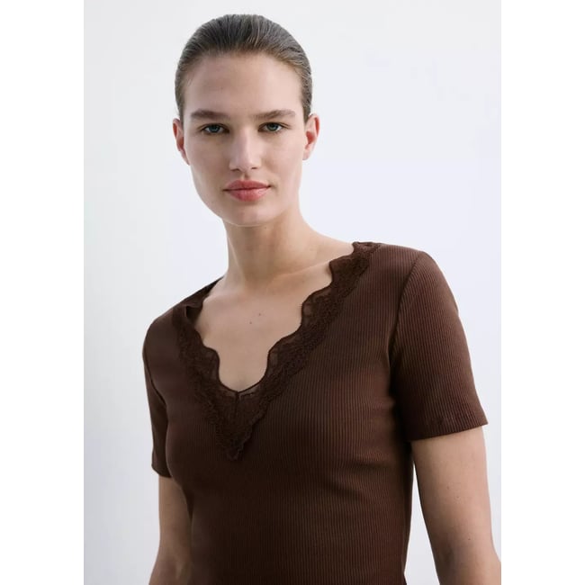 Top liserés dentelle marron <span itemprop=