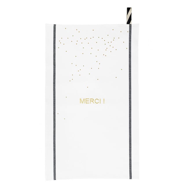 Torchon Merci Or blanc <span itemprop=