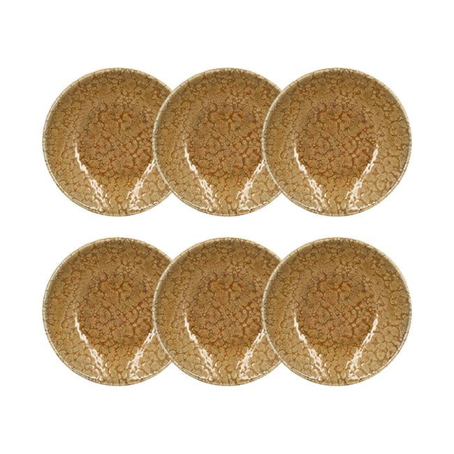 Lot de 6 assiettes creuses 20,5cm en grès, NATURA Couleur jaune <span itemprop=
