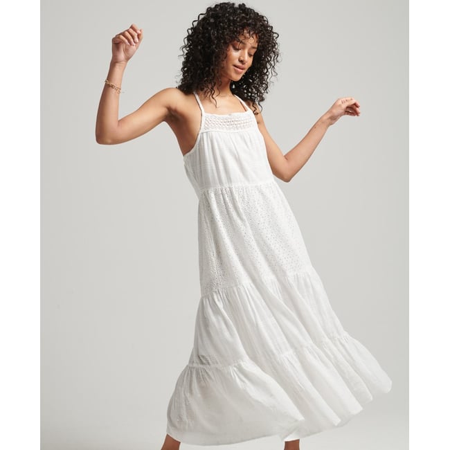 Robe caraco longue à dentelle Vintage - SUPERDRY